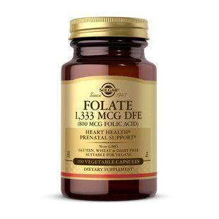 Фолат 1333 мкг DFE (Folic Acid 800 mcg), Solgar, 100 веган капсул