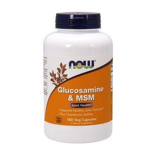 Глюкозамін та ЧСЧ (Glucosamine & MSM), Now Foods, 180 веган капсул