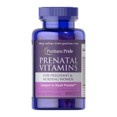 Вітаміни для вагітних (Prenatal Vitamins), Puritan's Pride, 100 каплет 09257-01 фото