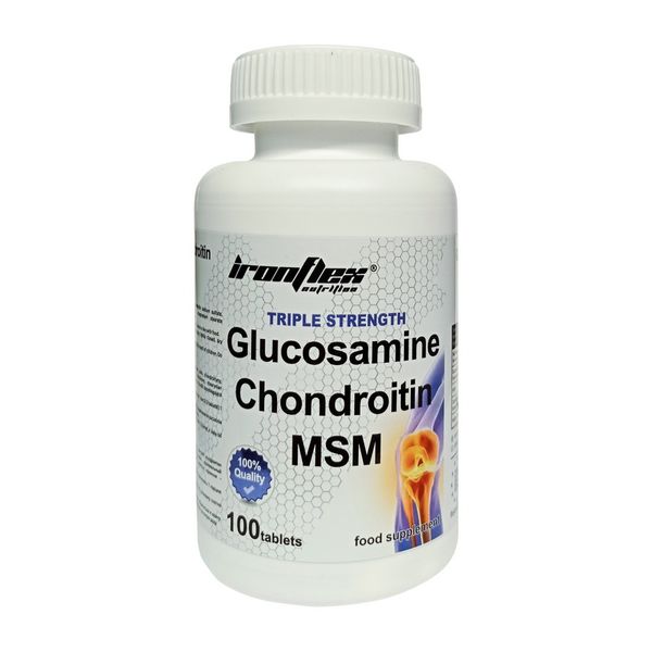 Хондропротектор (Triple Strength Glucosamine Chondroitin MSM), IronFlex, 100 табл 18386-01 фото