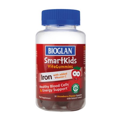 Залізо для дітей (Smartkids Iron + Vitamin C), Bioglan, 30 жувальних табл, Полуниця 21216-01 фото