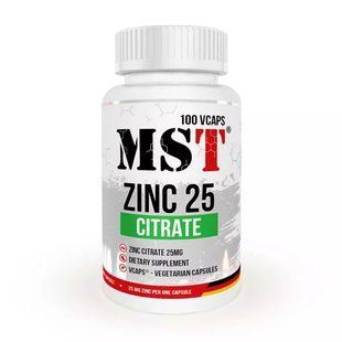 Цинк цитрат (Zinc 25 Citrate), MST, 100 капсул