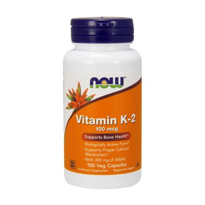 Вітамін К2 (Vitamin K-2) 100 мкг, Now Foods, 100 веган капсул 07797-01 фото
