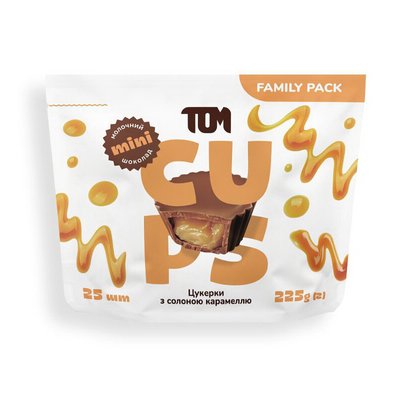Цукерки із солоною карамеллю у молочному шоколаді - Family Pack, TOM peanut butter, 225 г 20576-01 фото