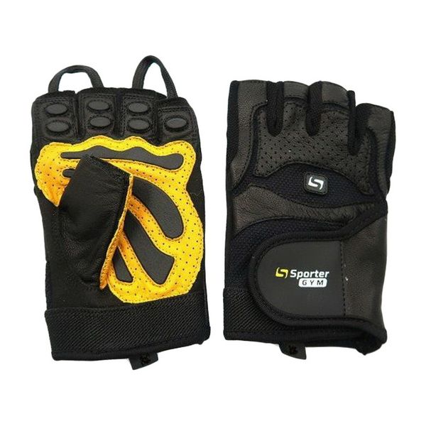 Перчатки для фитнеса Sporter Dead Lift Gloves Black/Yellow, L, Черный желтый 21489-02 фото