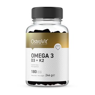 Омега 3 и Витамины Д3 +К2 (Omega 3 D3 + K2), OstroVit, 180 капсул 18905-01 фото