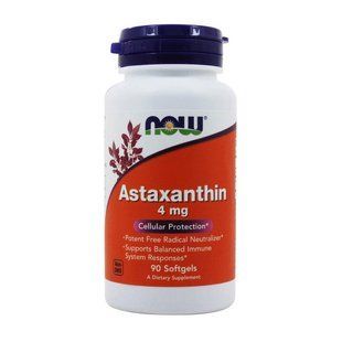 Астаксантин (Astaxanthin) 4 мг, Now Foods, 90 мягких капсул