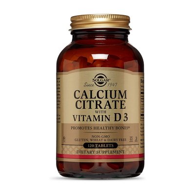 Кальцій цитрат та вітамін Д3 (Calcium Citrate with Vitamin D3), Solgar, 120 табл 11198-01 фото
