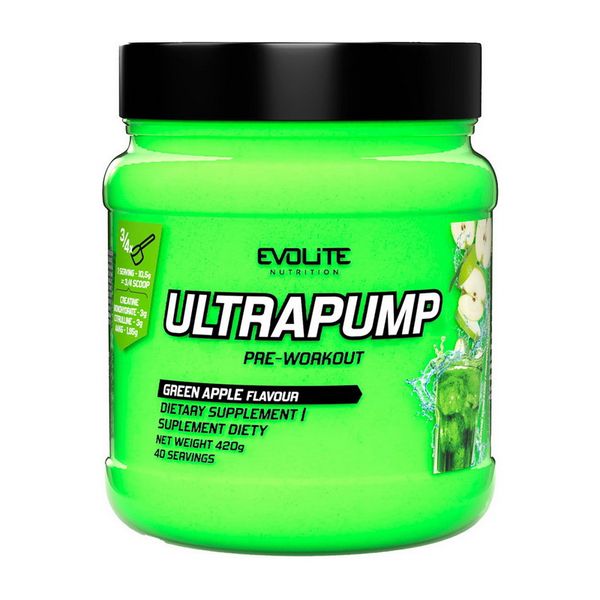 Предтренировочный комплекс Evolite Nutrition (Ultra Pump), 420 г, Зеленое яблоко 22206-02 фото