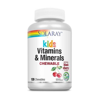 Мультивітаміни для дітей (Children's Chewable Vitamins & Minerals), Solaray, 120 жувальних табл, Чорна вишня 19385-01 фото