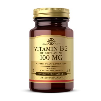 Вітамін B2 (Vitamin B2) 100 мг, Solgar, 100 веган капсул 18307-01 фото