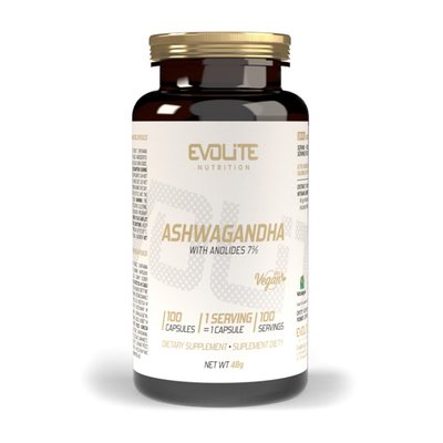 Ашвагандха екстракт кореня (Ashwagandha), 375 мг, Evolite Nutrition, 100 веган капсул 22212-01 фото