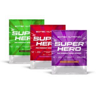 Предтренировочный комплекс Scitec Nutrition (Super Hero), 9,5 г, Дикая малина