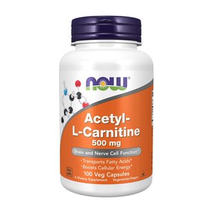 Ацетил-L-Карнитин NOW (Acetyl-L-Carnitine) 500 мг, 100 веган капсул 08303-01 фото