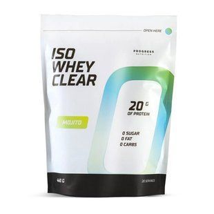 Сироватковий протеїн ізолят Progress Nutrition Iso Whey Clear 460 г, Червоне фруктове желе та ківі.