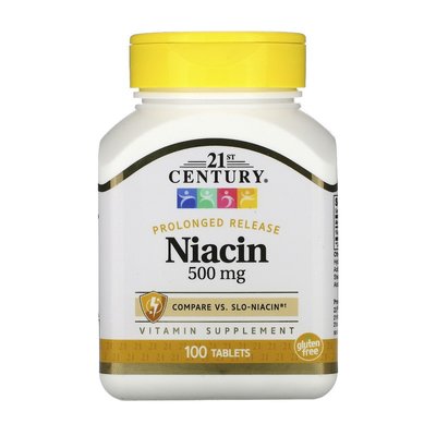 Вітамін B3 Ніацин (Niacin) 500 мг, 21st Century, 100 табл 21506-01 фото