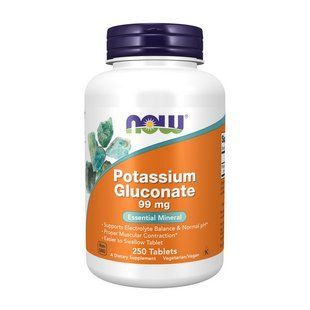 Калий Глюконат (Potassium Gluconate) 99 мг, Now Foods, 250 табл