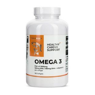 Рыбий жир Омега 3 и Витамин Е (Omega 3 + Vitamin E), Progress Nutrition, 180 мягких капсул
