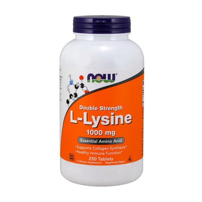 Л-Лізин NOW (L-Lysine) 1000 мг 250 табл 10408-01 фото