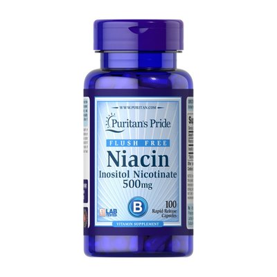 Вітамін B3 Ніацин (Niacin) 500 мг, Puritan's Pride, 100 капсул 18124-01 фото