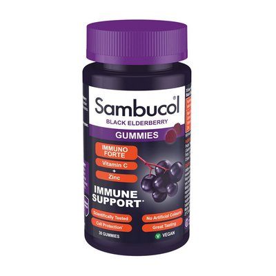 Вітаміни для імунітету (Immuno Forte + Vitamin C + Zinc), Sambucol, 30 желейок 21304-01 фото