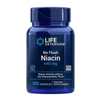 Вітамін B3 Ніацин (No-Flush Niacin) 640 мг, Life Extension, 100 капсул 20321-01 фото