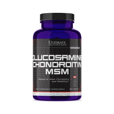 Глюкозамін Хондроїтин ЧСЧ (Glucosamine Chondroitin MSM), Ultimate Nutrition, 90 табл 00365-01 фото