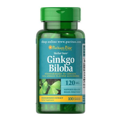 Гінкго Білоба (Ginkgo Biloba) 120 мг, Puritan's Pride, 100 капсул 08820-01 фото