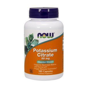 Калий Цитрат (Potassium Citrate) 99 мг, Now Foods, 180 капсул
