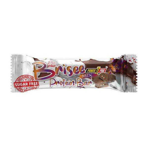 Протеиновый Батончик Power Pro (Brisee Protein Bar 25%) без сахара, 55 г, Смешивать 21694-01 фото