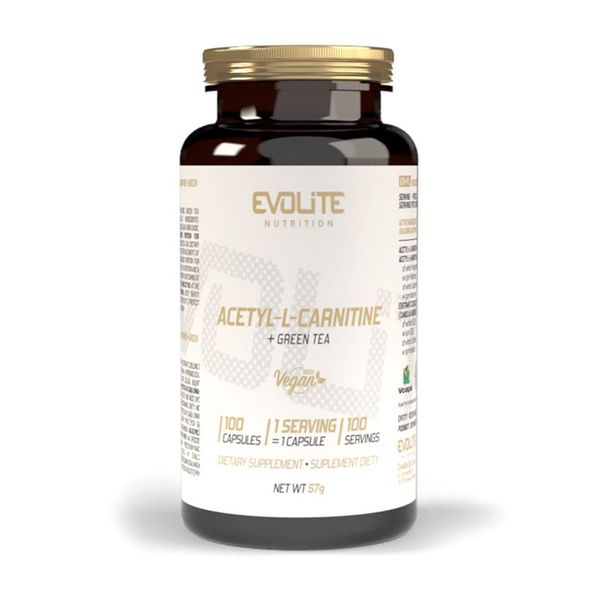 L-Карнитин и экстракт зеленого чая Evolite Nutrition (Acetyl L-Carnitine + Green Tea), 100 веган капсул 22211-01 фото