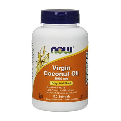 Кокосова олія (Virgin Coconut Oil) 1000 мг, Now Foods, 120 м'яких капсул 08013-01 фото