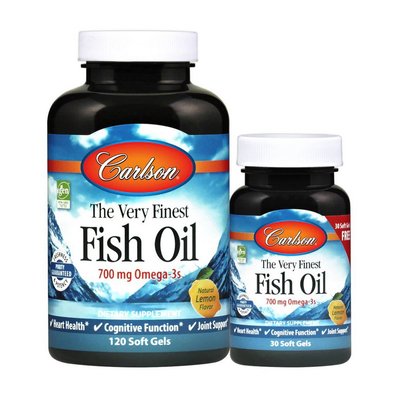 Риб'ячий жир (The Very Finest Fish Oil), Carlson Labs, 120+30 м'яких капсул, Помаранчевий 11332-02 фото