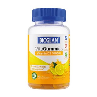 Витамин Д3 (VitaGummies Vitamin D3) 1000 МЕ, Bioglan, 60 мягких жевательных табл, Лимон 21306-01 фото