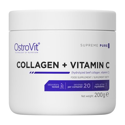 Колаген та Вітамін C (Collagen + Vitamin C), OstroVit, 200 г, Чистий 18765-01 фото