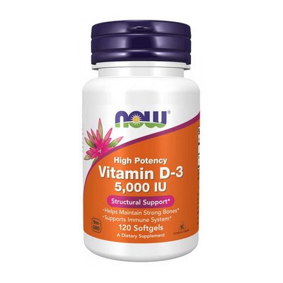 Вітамін Д3 (Vitamin D-3) 125 мкг, 5000 МО, Now Foods, 120 м'яких капсул 08234-01 фото