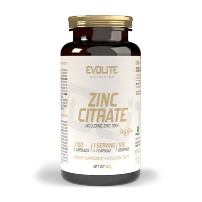Цинк Цитрат (Zinc Citrate), Evolite Nutrition, 100 веган капсул 22250-01 фото