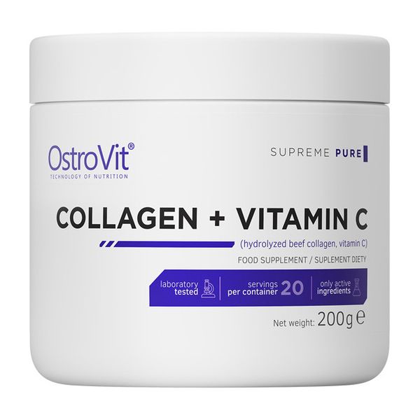 Коллаген и Витамин C (Collagen + Vitamin C), OstroVit, 200 г, Чистый 18765-01 фото