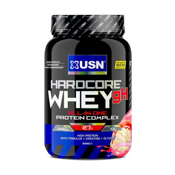 Сывороточный протеин концентрат USN Hardcore Whey 908 г, Клубника 21982-02 фото