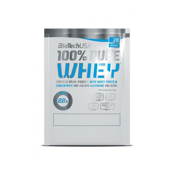 Сывороточный протеин концентрат BioTech 100% Pure Whey 28 г, Карамель-капучино 10273-14 фото