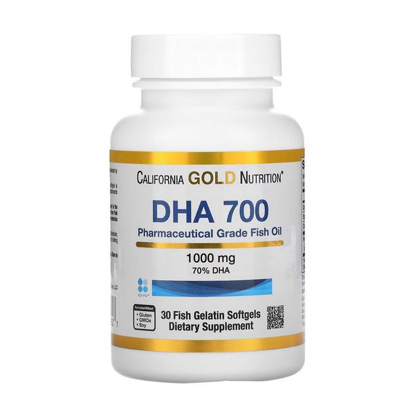 Рыбий жир ДГК 700 (DHA 700) 1000 мг, California Gold Nutrition, 30 желатиновых мягких капсул 22409-01 фото