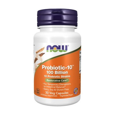 Пробіотик (Probiotic-10 100 Billion), Now Foods, 30 веган капсул 19899-01 фото