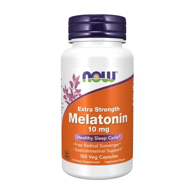 Мелатонін (Melatonin extra strength) 10 мг, Now Foods, 100 веган капсул 06665-01 фото
