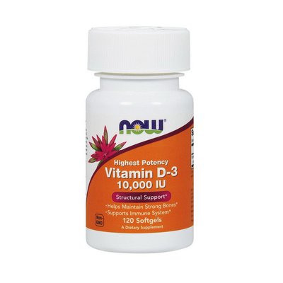 Вітамін Д3 (Vitamin D-3) 250 мкг, 10000 МО, Now Foods, 120 м'яких капсул 09306-01 фото
