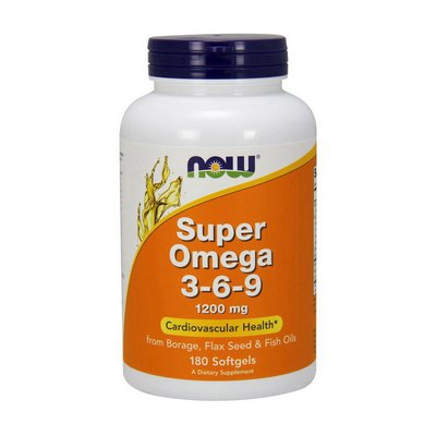 Омега 3-6-9 (Super Omega 3-6-9) 1200 мг, Now Foods, 180 м'яких капсул 07706-01 фото
