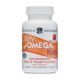 Рыбий жир для детей (Daily Omaga kids) 500 мг, Nordic Naturals, 30 мягких капсул, Натуральные фрукты