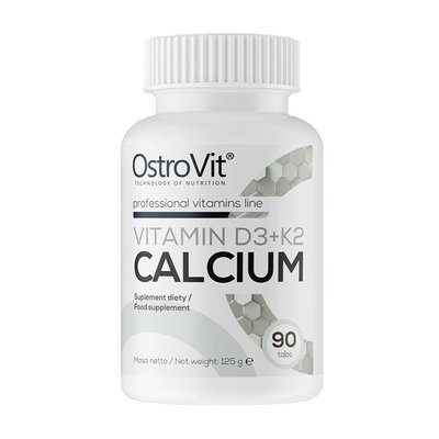 Кальцій Вітамін Д3+К2 (Calcium Vitamin D3+K2), OstroVit, 90 табл. 09220-01 фото