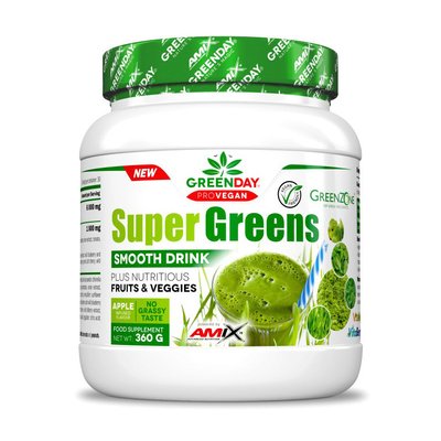 Комплекс рослинних антиоксидантів, витяжок із фруктів та овочів (Super Greens Smooth Drink), AMIX, 360 г, Яблуко 22281-01 фото
