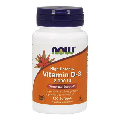 Вітамін Д3 (Vitamin D-3) 50 мкг, 2000 МО, Now Foods, 120 м'яких капсул 08574-01 фото