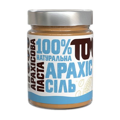 Арахісова паста TOM peanut butter у скляній банці, 300 г, Сіль 20841-01 фото